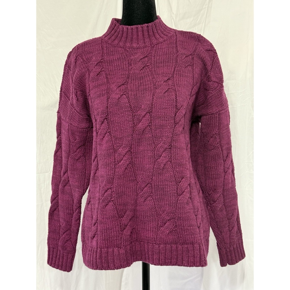 Lands End Mock Neck Sweater Womens Size S (6-8) Purple Knit